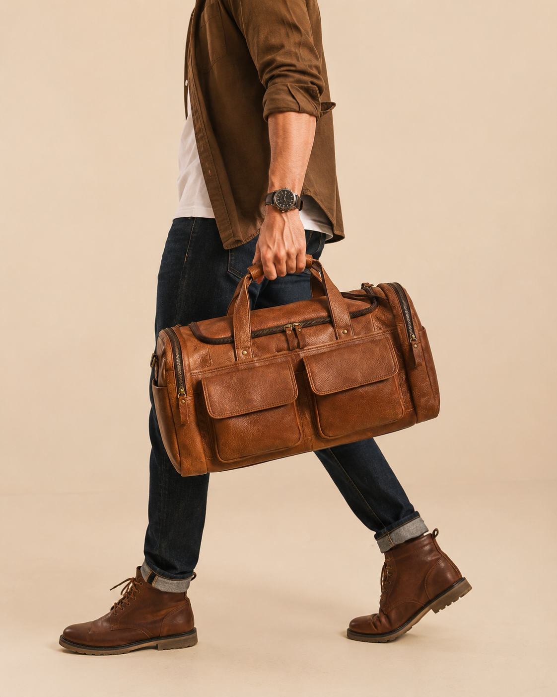 Rowan | Men's Classic Faux Leather Duffle Bag