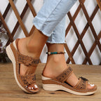 Freya | Women's Floral Wedge Slide Sandals