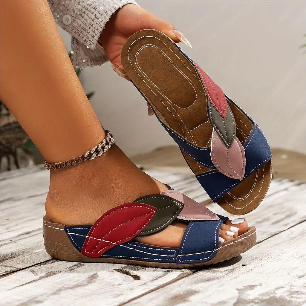 Marlowe | Women's Comfortable Leaf Detail Slip-On Sandals