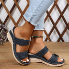 Freya | Women's Floral Wedge Slide Sandals