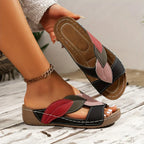 Marlowe | Women's Comfortable Leaf Detail Slip-On Sandals