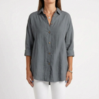 Aerosia - Relaxed Oversized Collared Button-Down Shirt