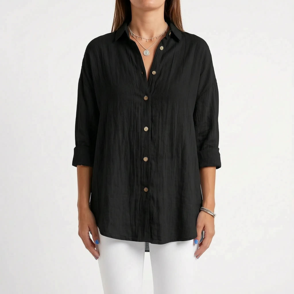 Aerosia - Relaxed Oversized Collared Button-Down Shirt