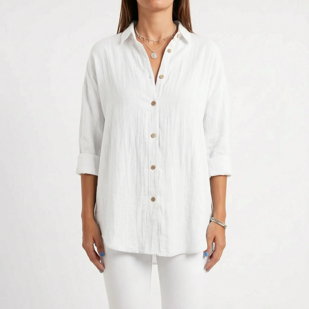 Aerosia - Relaxed Oversized Collared Button-Down Shirt