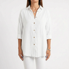 Aerosia - Relaxed Oversized Collared Button-Down Shirt