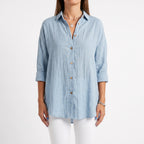 Aerosia - Relaxed Oversized Collared Button-Down Shirt