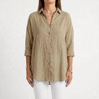 Aerosia - Relaxed Oversized Collared Button-Down Shirt