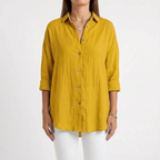 Aerosia - Relaxed Oversized Collared Button-Down Shirt