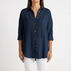 Aerosia - Relaxed Oversized Collared Button-Down Shirt