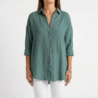 Aerosia - Relaxed Oversized Collared Button-Down Shirt