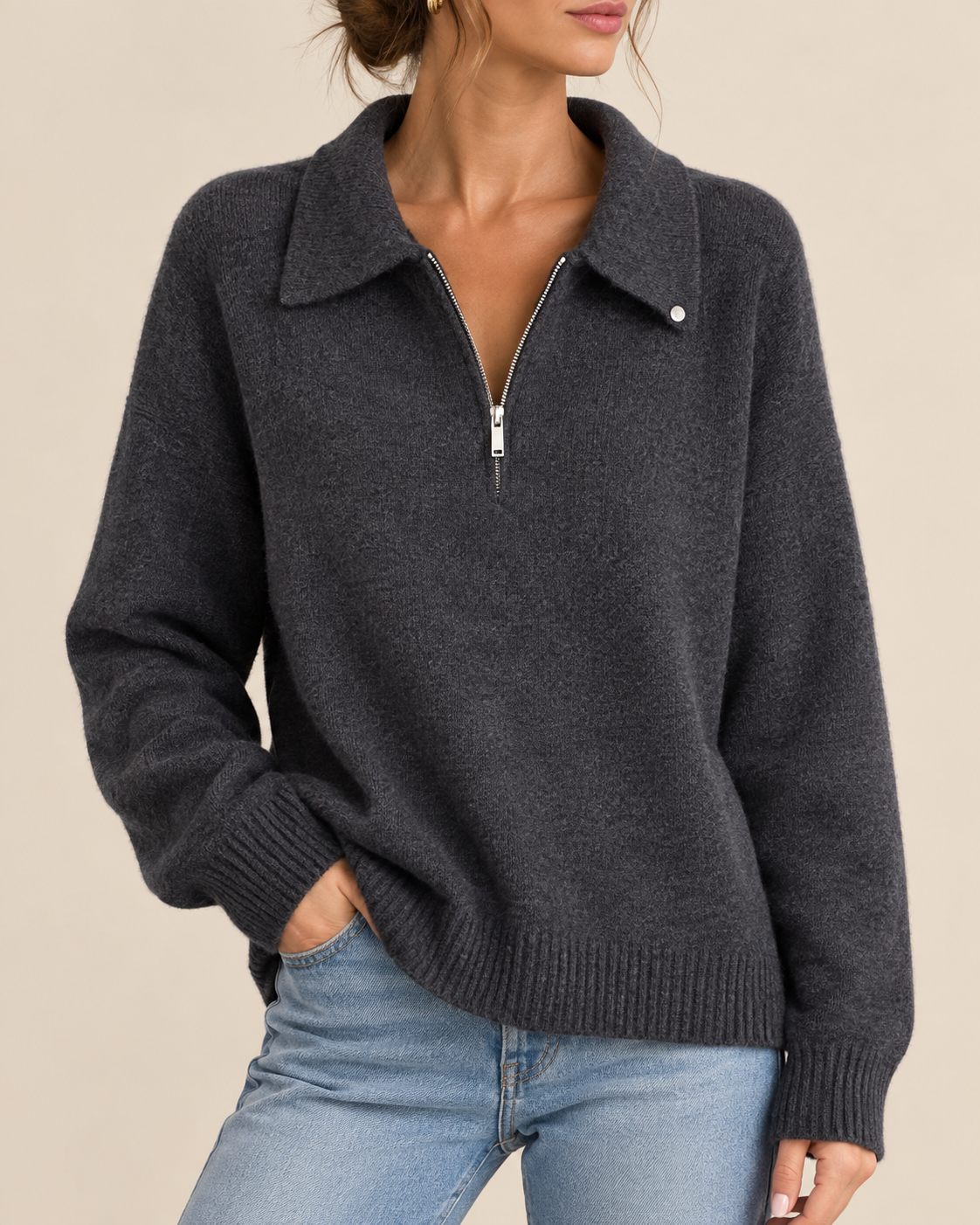 Calla | Women's Cozy Polo Quarter Zip Sweater