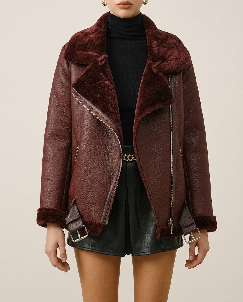 Callista | Women's Stylish Faux Shearling Fleece Jacket