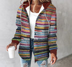 Lennox | Women's Colorful Hooded Cardigan with Button Closure