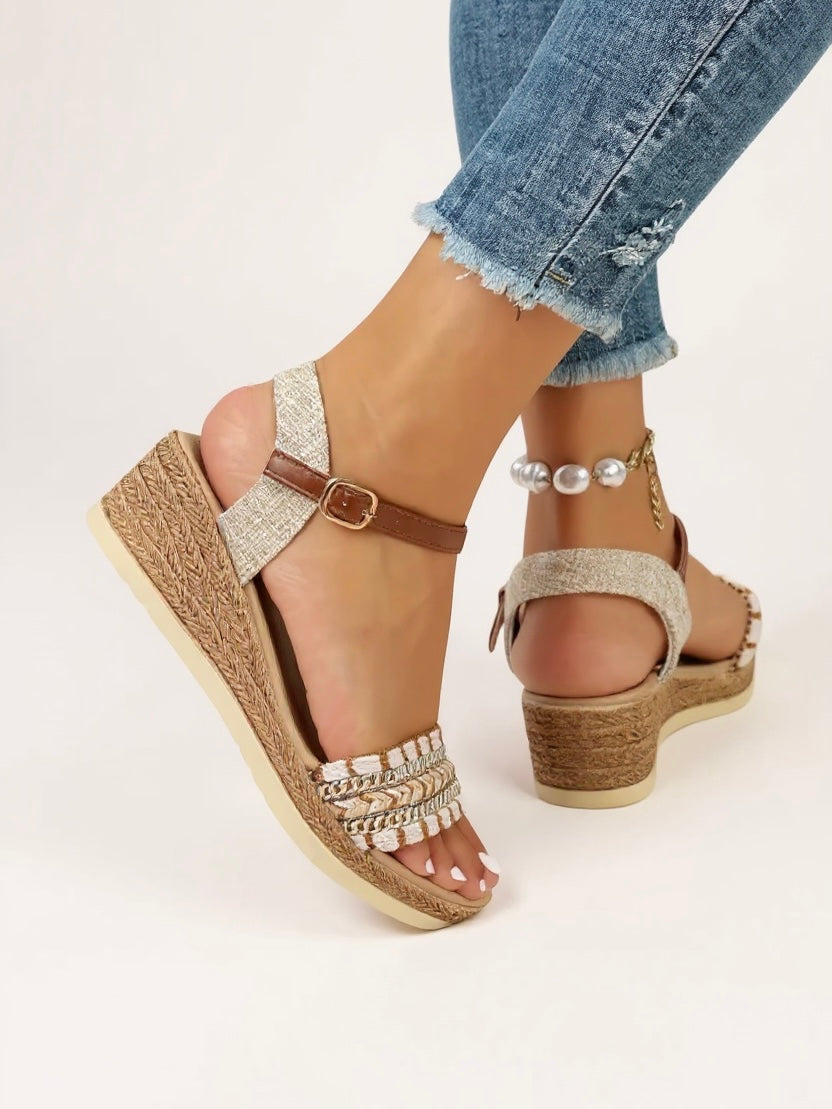 Isla | Women's Chic Wedge Sandals with Braided Straps