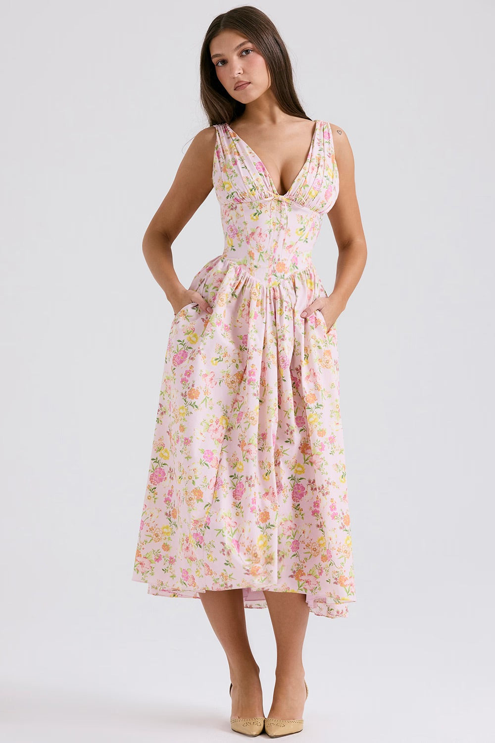 Priya | Women's Floral Pleated Midi Sundress