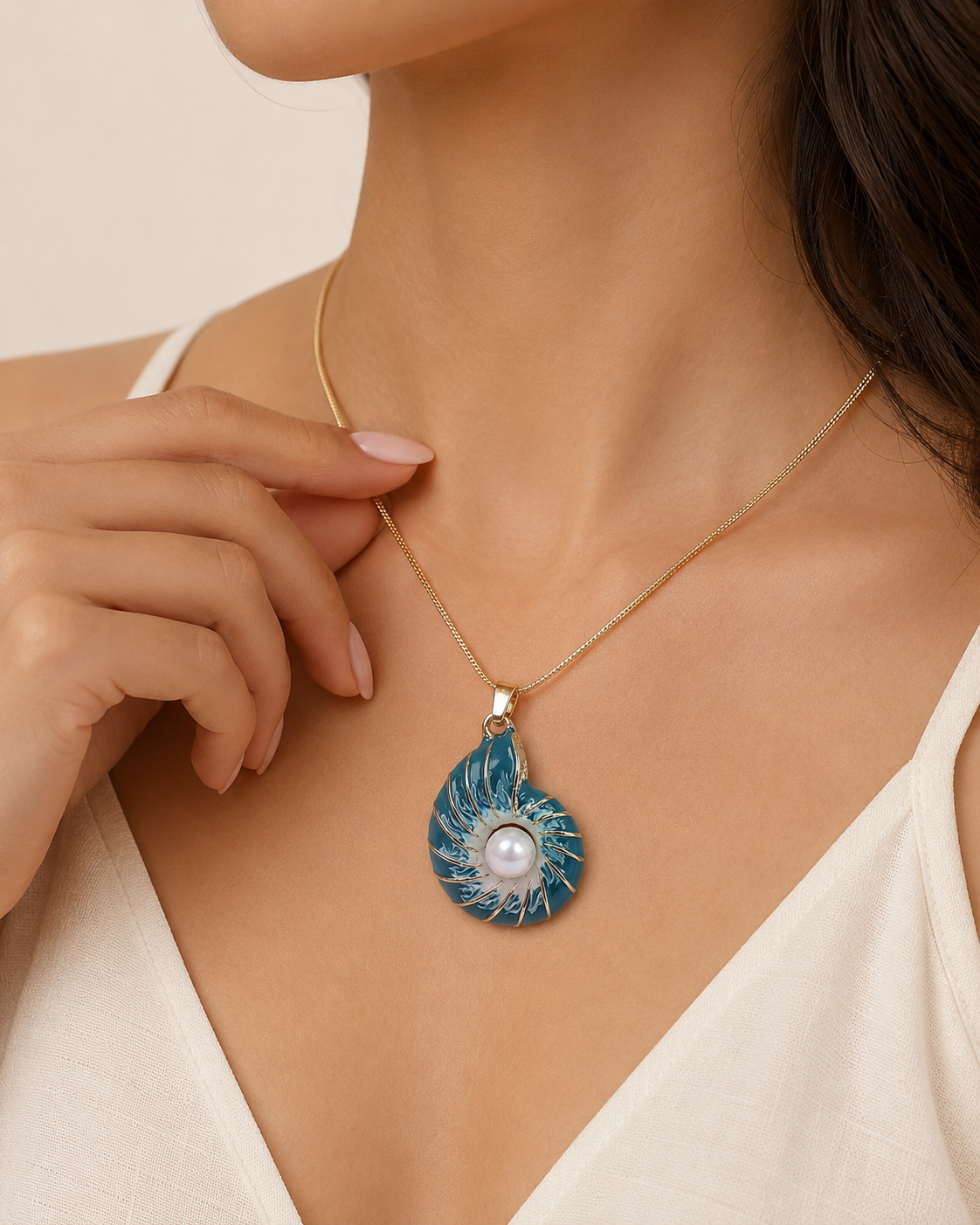Nerida | Women's Elegant Nautilus Pendant Necklace