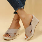 Wren | Women's Wedge Sandals with Cross Strap Design