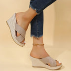 Wren | Women's Wedge Sandals with Cross Strap Design