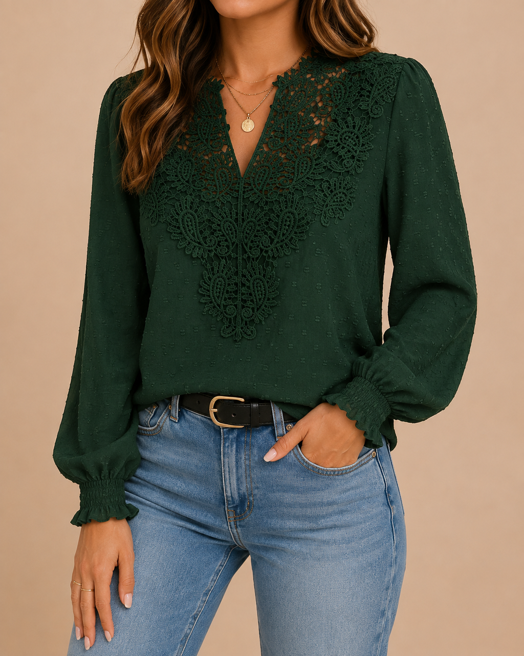 Selene | Women's Lace Trim Blouse