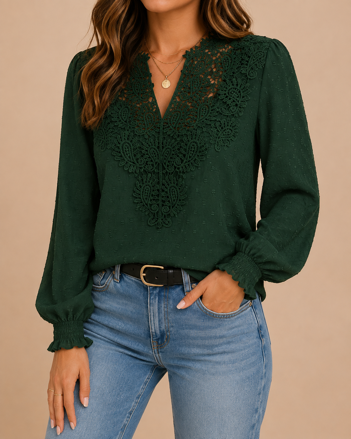 Selene | Women's Lace Trim Blouse