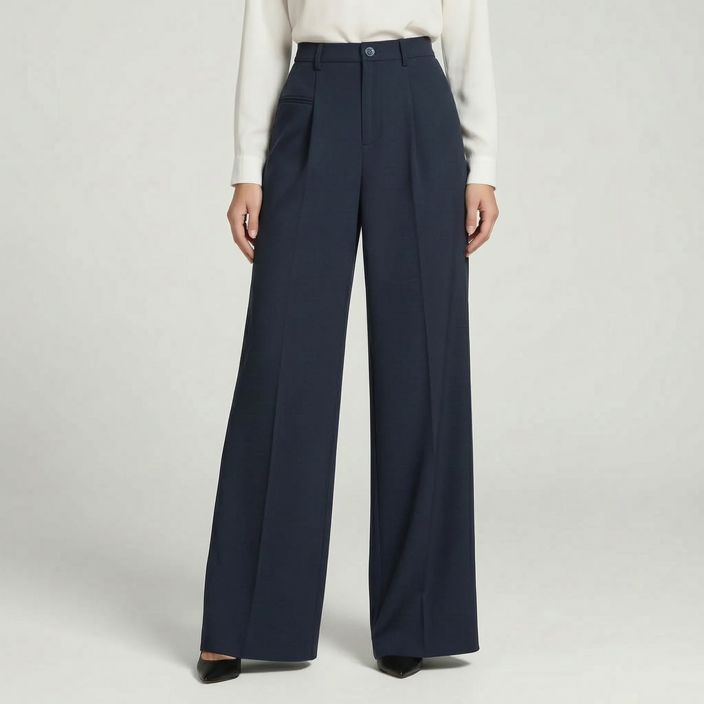 Valoris - High-Waisted Pleated Wide Leg Trousers