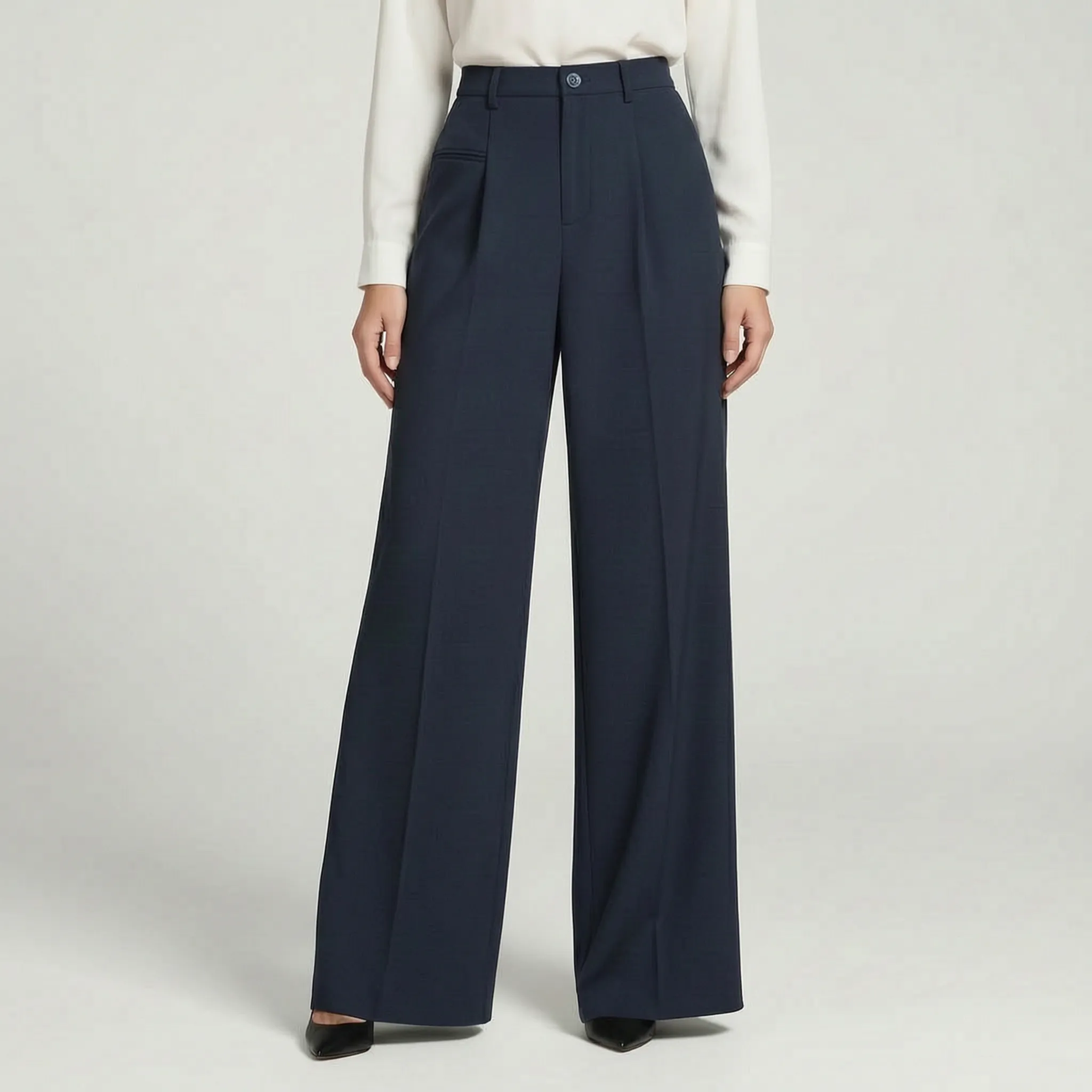 Valoris - High-Waisted Pleated Wide Leg Trousers
