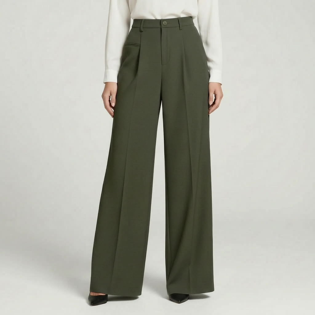 Valoris - High-Waisted Pleated Wide Leg Trousers