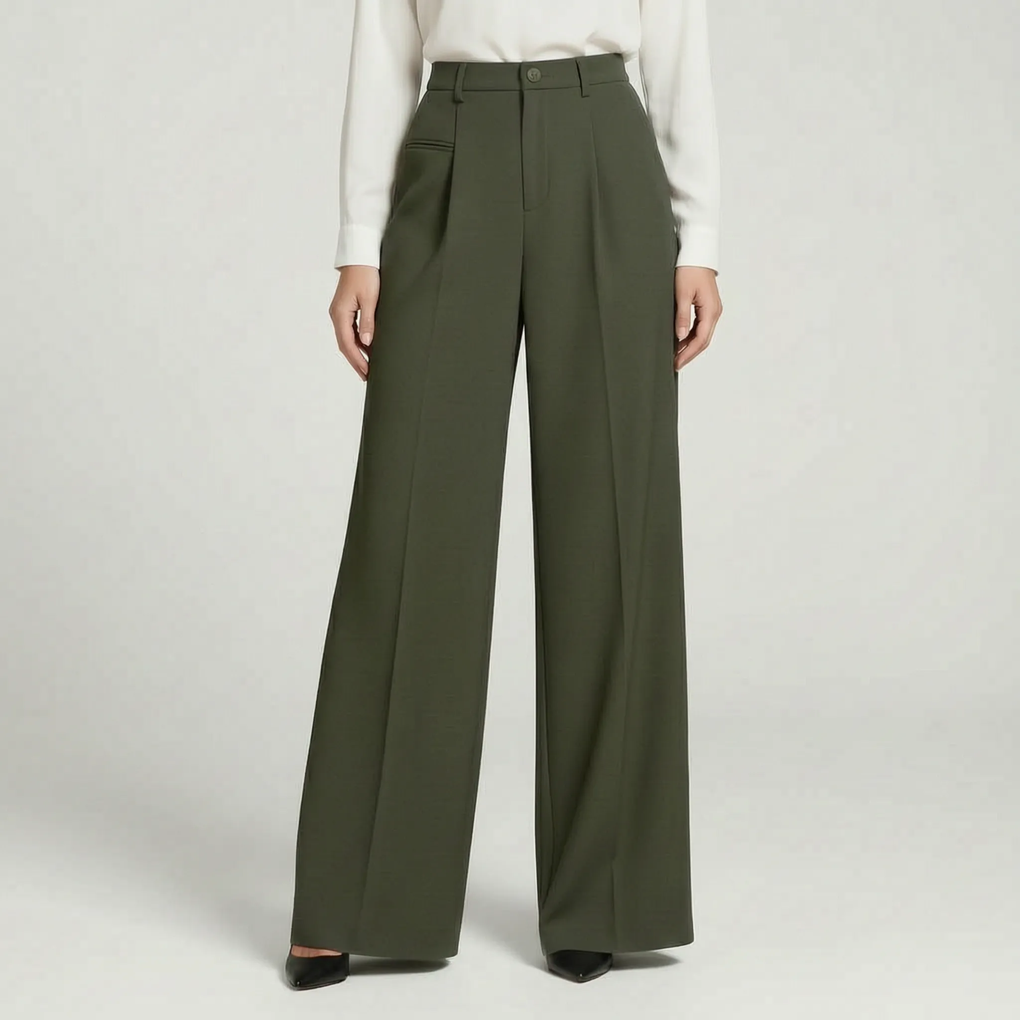 Valoris - High-Waisted Pleated Wide Leg Trousers