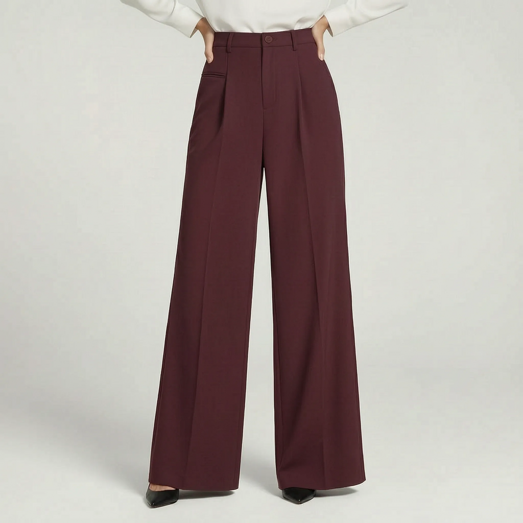 Valoris - High-Waisted Pleated Wide Leg Trousers