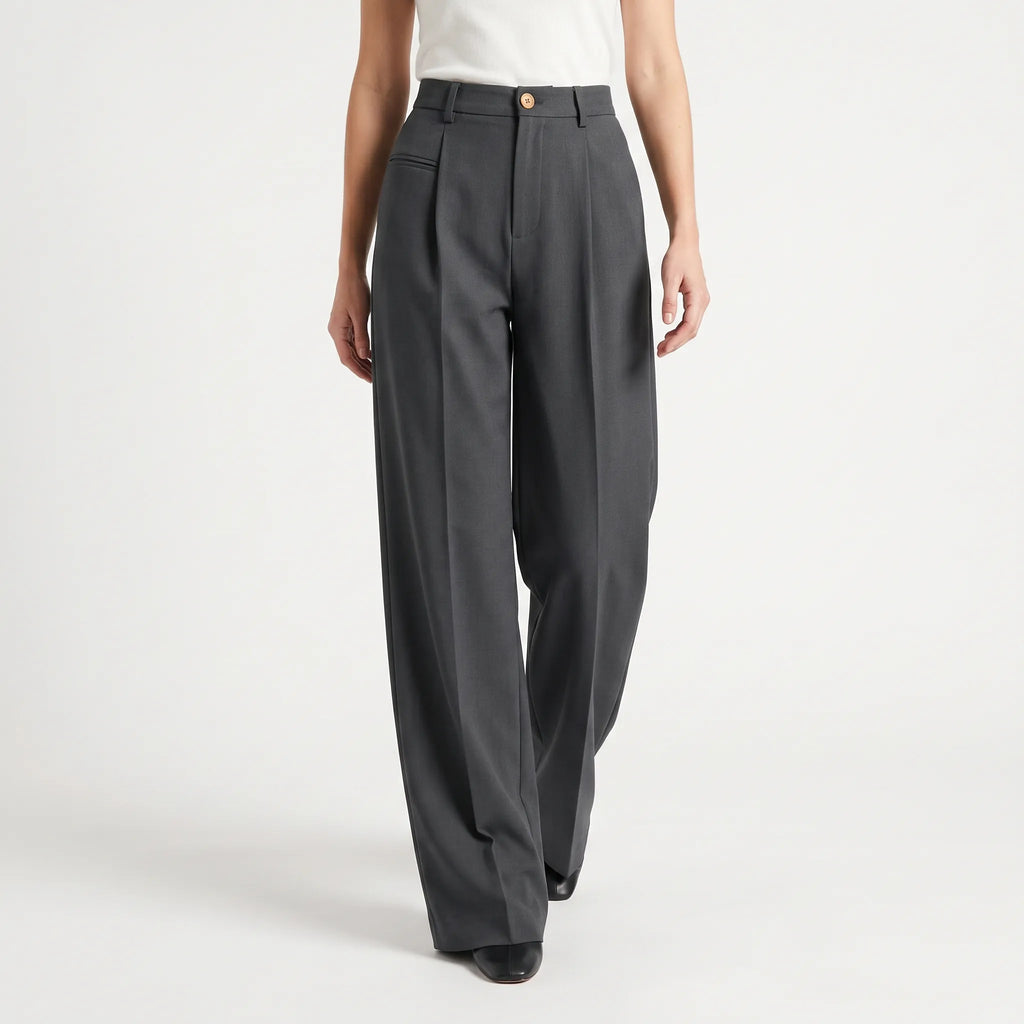 Valoris - High-Waisted Pleated Wide Leg Trousers
