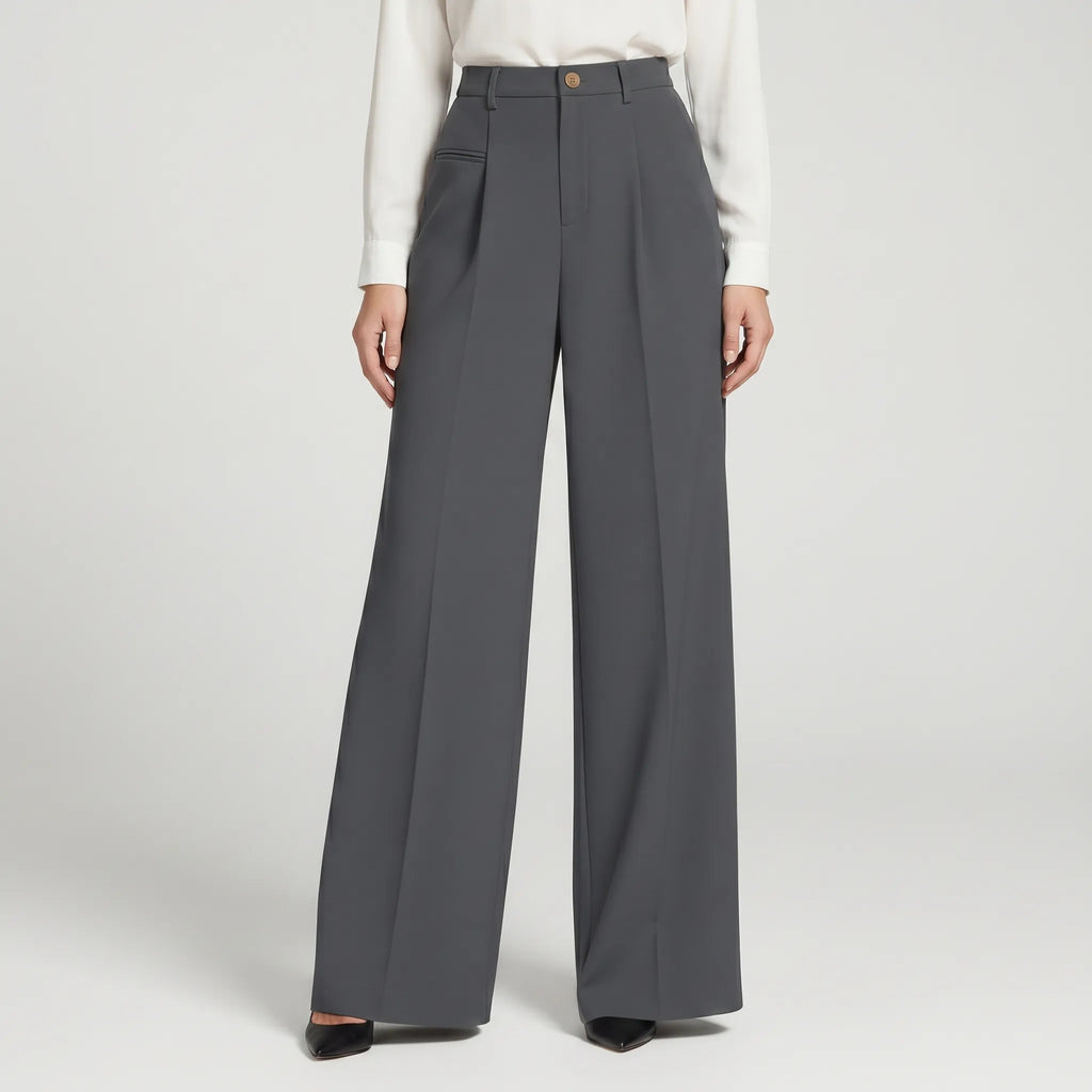 Valoris - High-Waisted Pleated Wide Leg Trousers