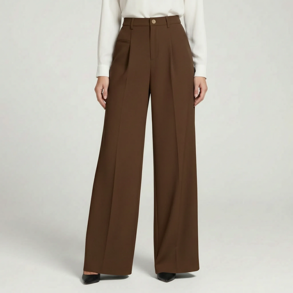 Valoris - High-Waisted Pleated Wide Leg Trousers