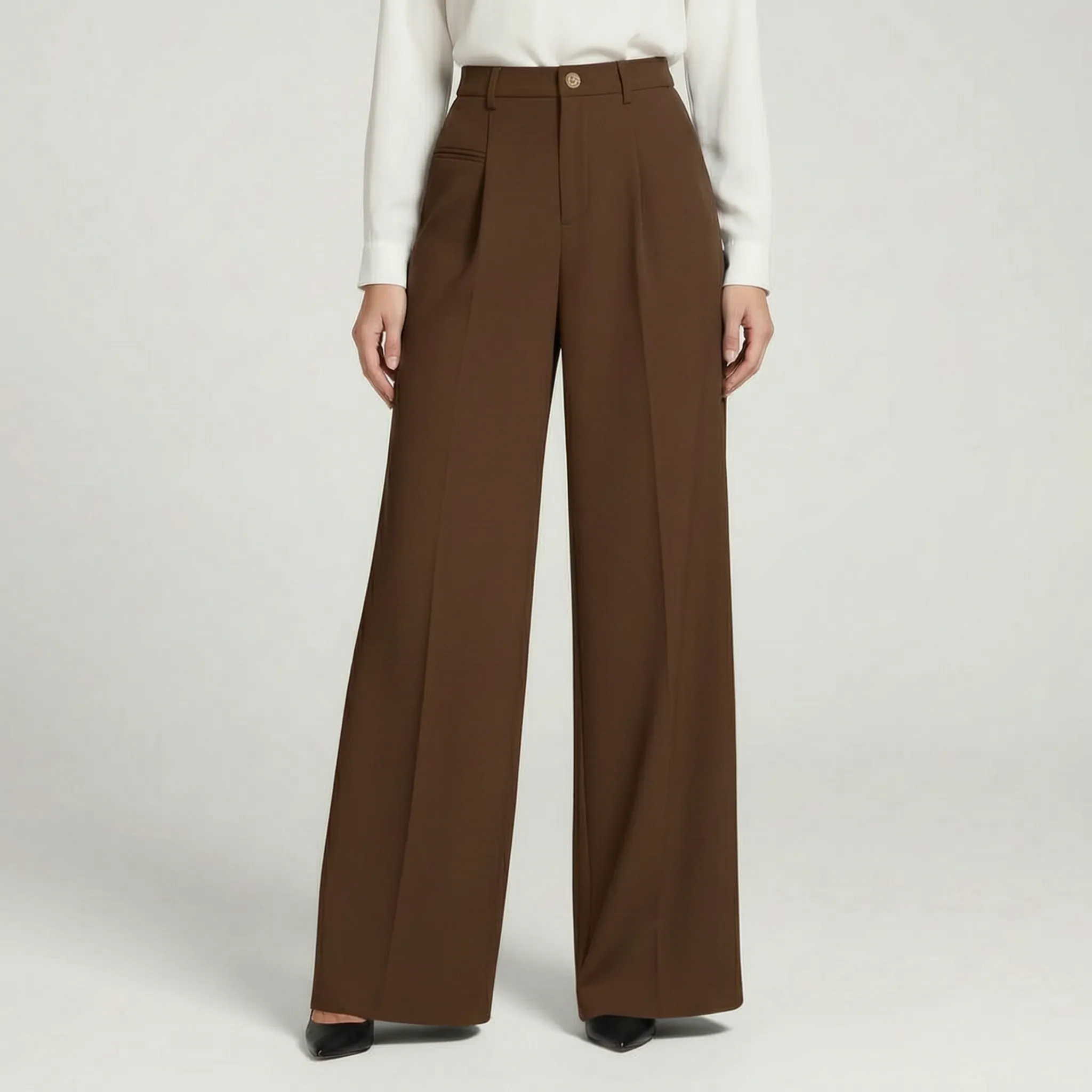 Valoris - High-Waisted Pleated Wide Leg Trousers