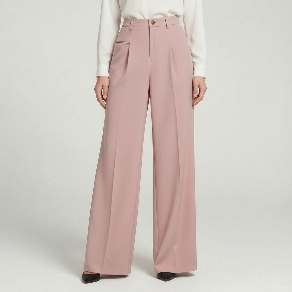 Valoris - High-Waisted Pleated Wide Leg Trousers