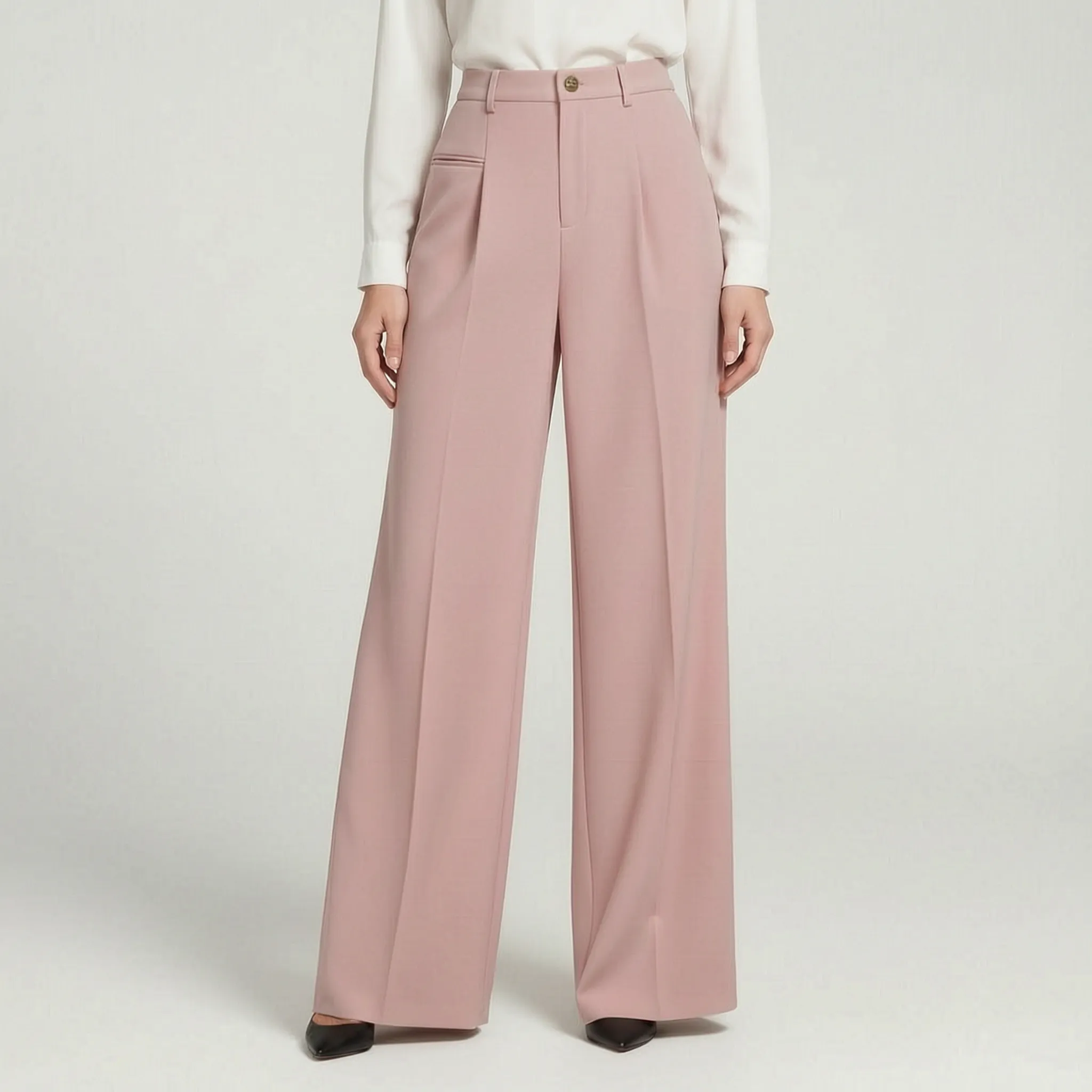 Valoris - High-Waisted Pleated Wide Leg Trousers