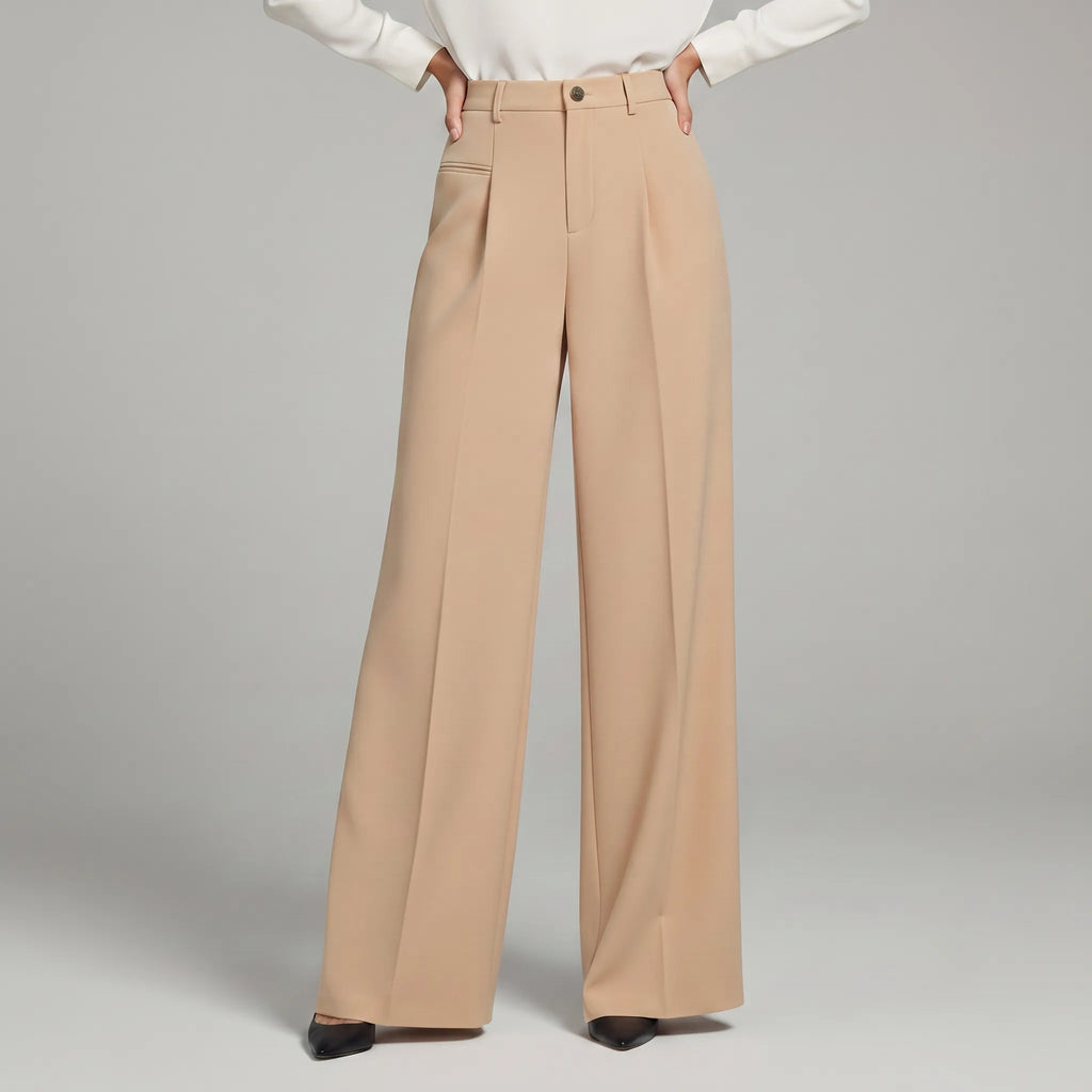 Valoris - High-Waisted Pleated Wide Leg Trousers