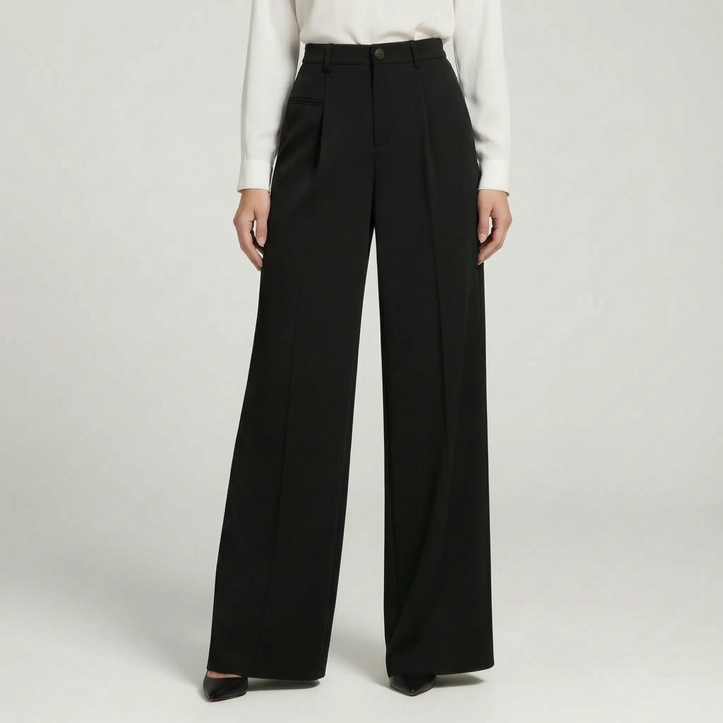 Valoris - High-Waisted Pleated Wide Leg Trousers