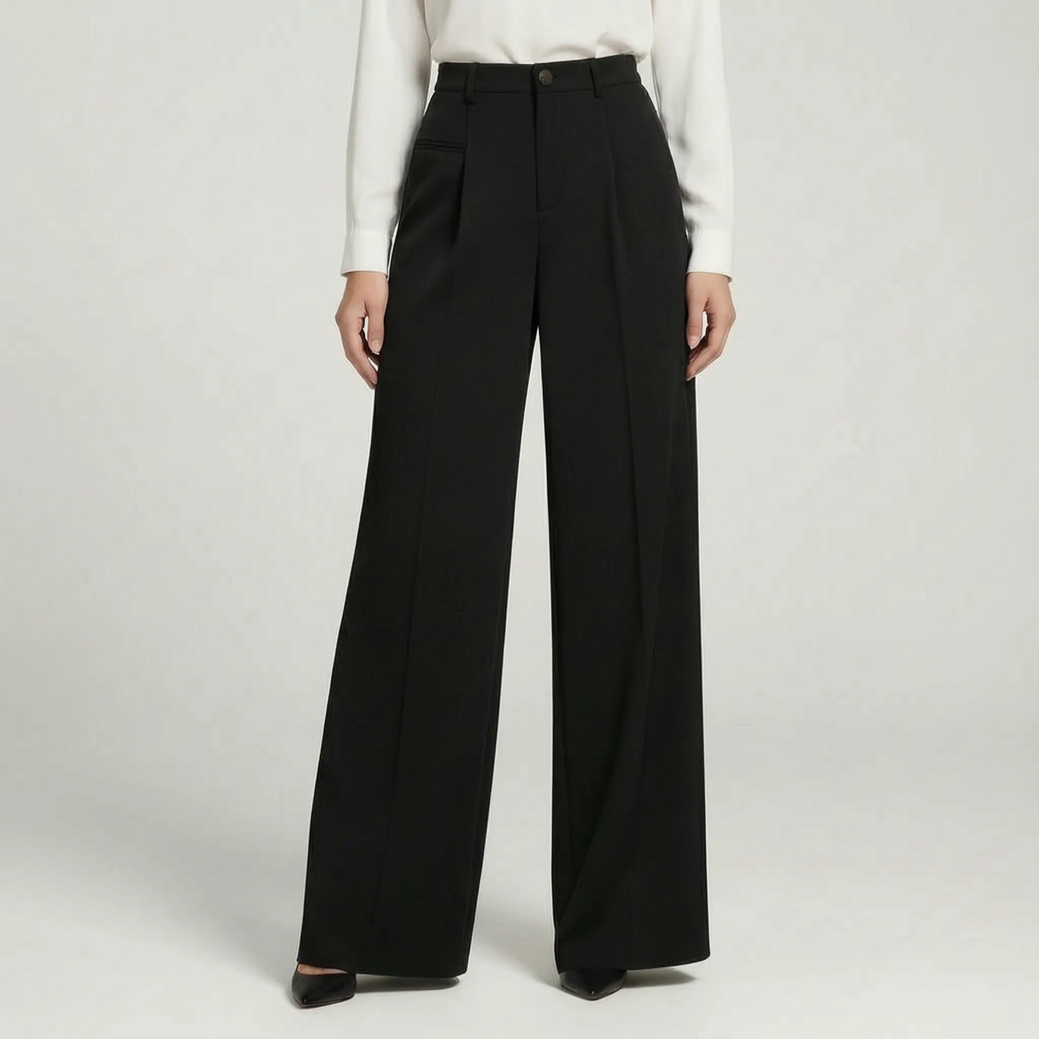 Valoris - High-Waisted Pleated Wide Leg Trousers