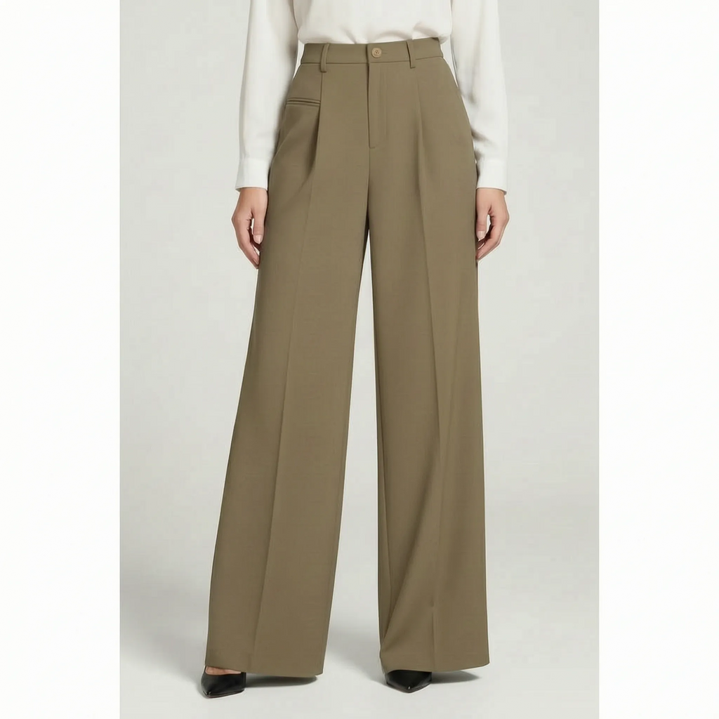 Valoris - High-Waisted Pleated Wide Leg Trousers
