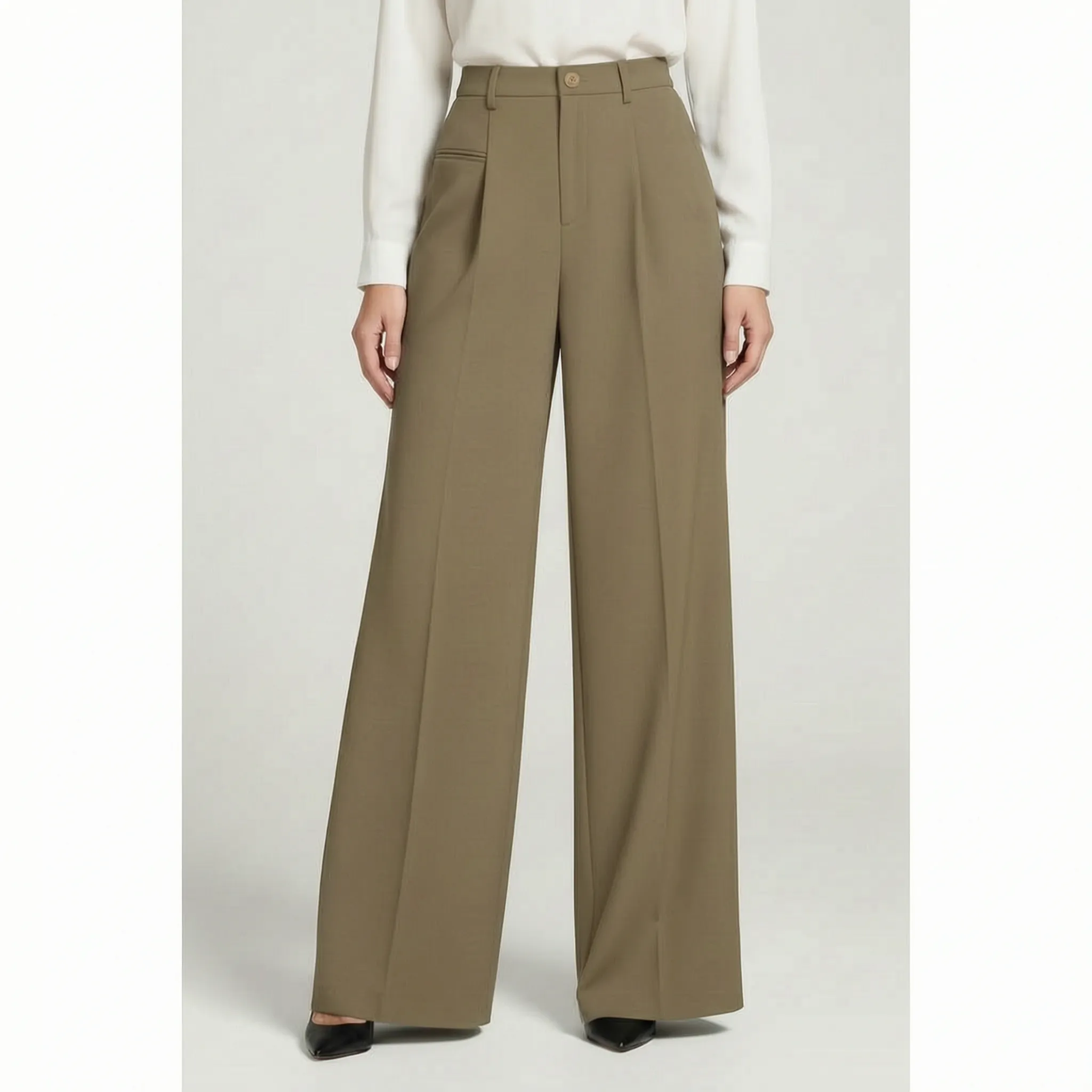 Valoris - High-Waisted Pleated Wide Leg Trousers