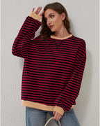 Idris | Women's Striped Sweatshirt with Neon Accents