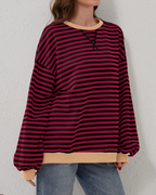 Idris | Women's Striped Sweatshirt with Neon Accents