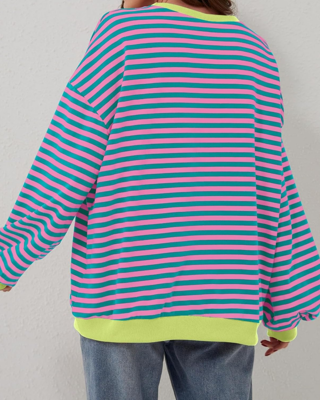 Idris | Women's Striped Sweatshirt with Neon Accents