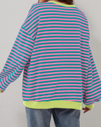 Idris | Women's Striped Sweatshirt with Neon Accents