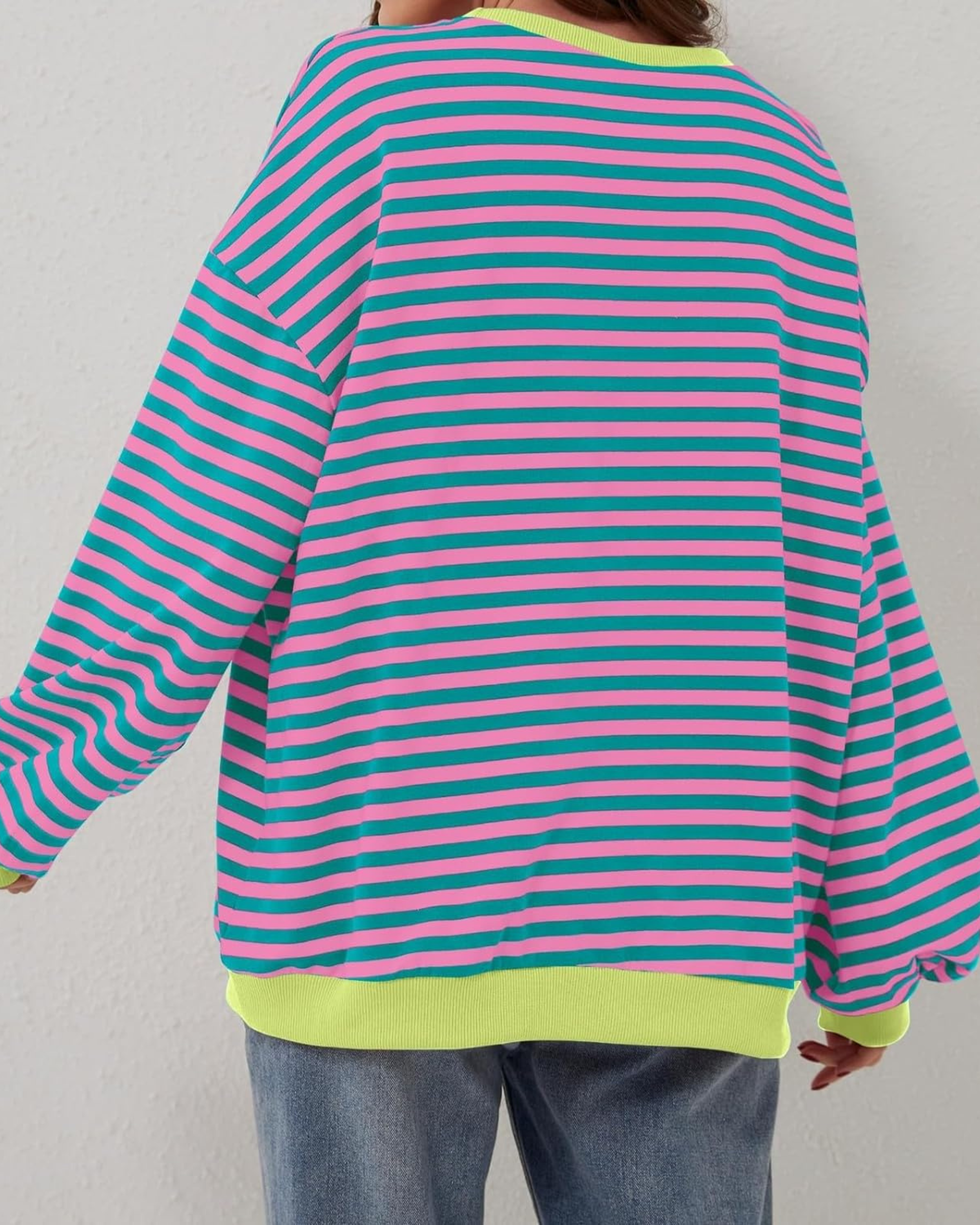 Idris | Women's Striped Sweatshirt with Neon Accents