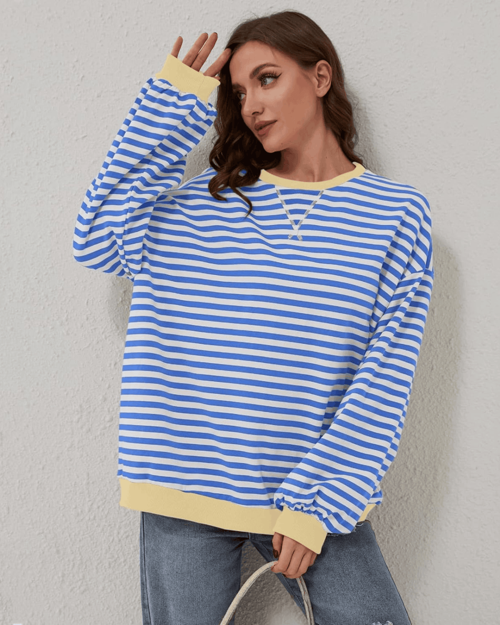 Idris | Women's Striped Sweatshirt with Neon Accents
