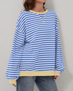 Idris | Women's Striped Sweatshirt with Neon Accents