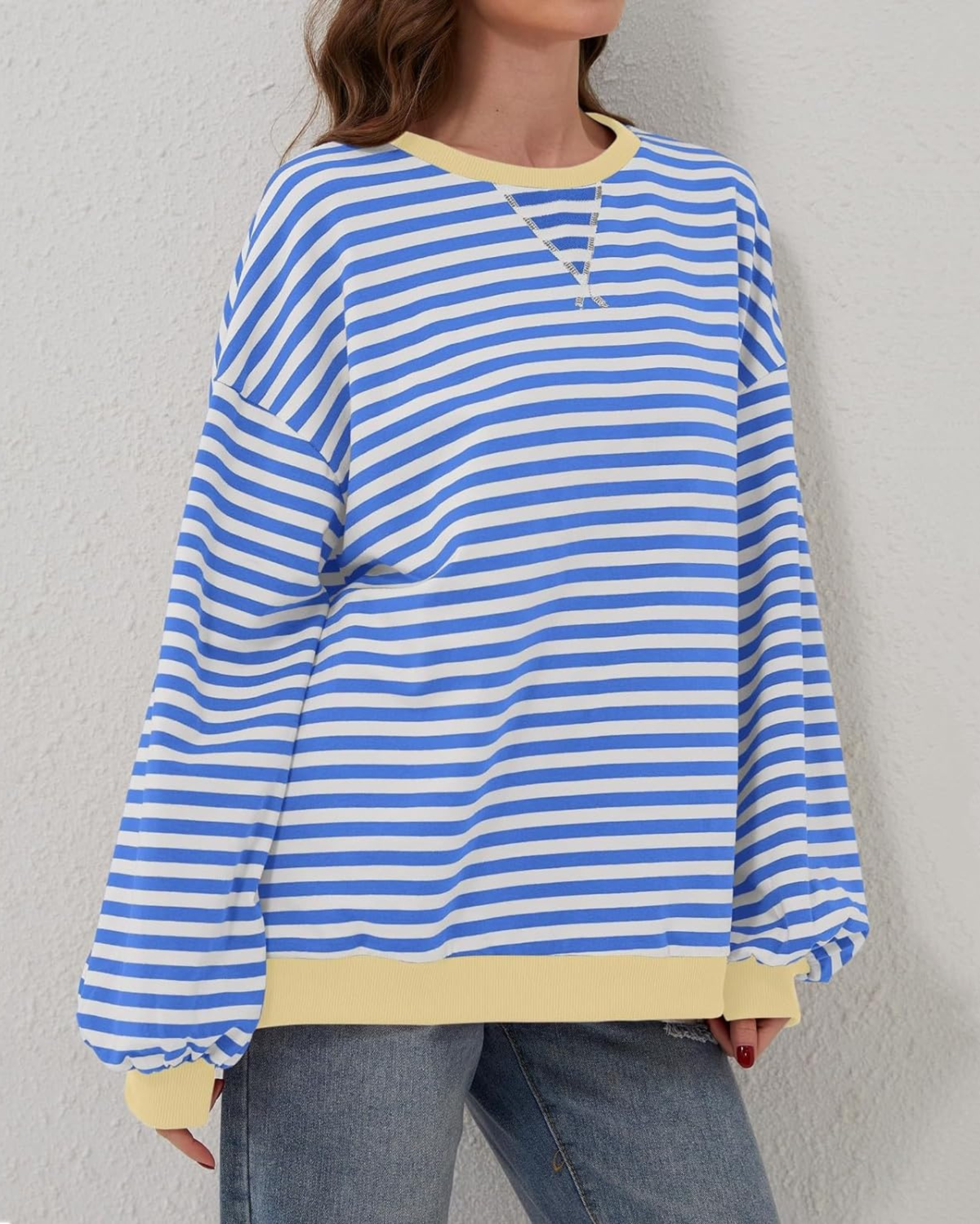 Idris | Women's Striped Sweatshirt with Neon Accents