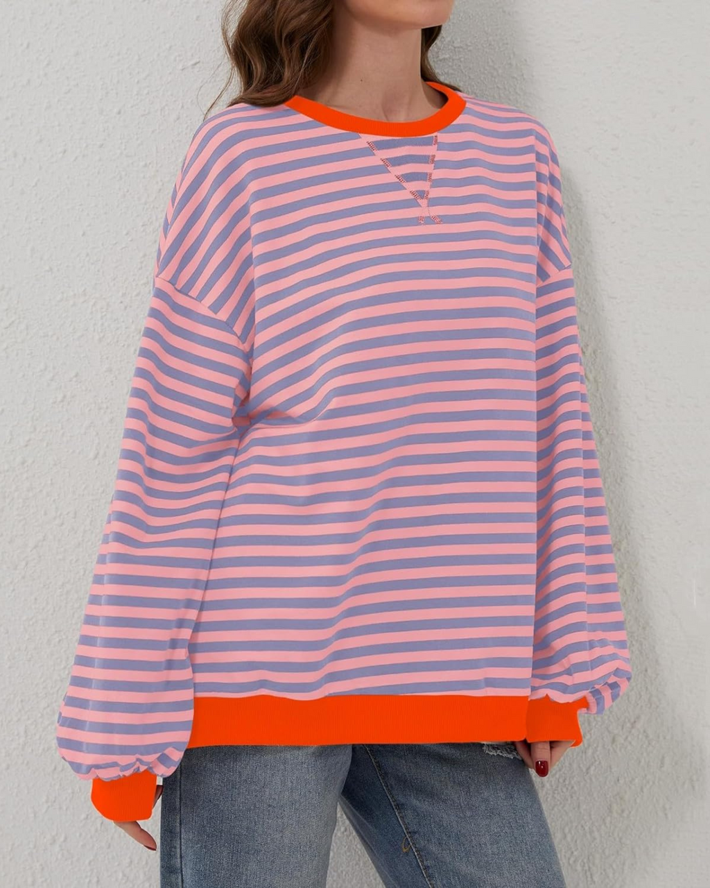 Idris | Women's Striped Sweatshirt with Neon Accents