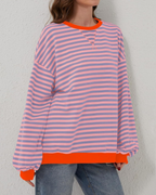 Idris | Women's Striped Sweatshirt with Neon Accents